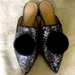 Ann Taylor Kitt Pom Pom Sequin Slide size 8 never worn, in original box